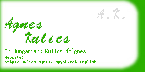 agnes kulics business card